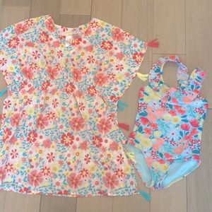 Cat & Jack swimsuit sz 6, cover-up sz10